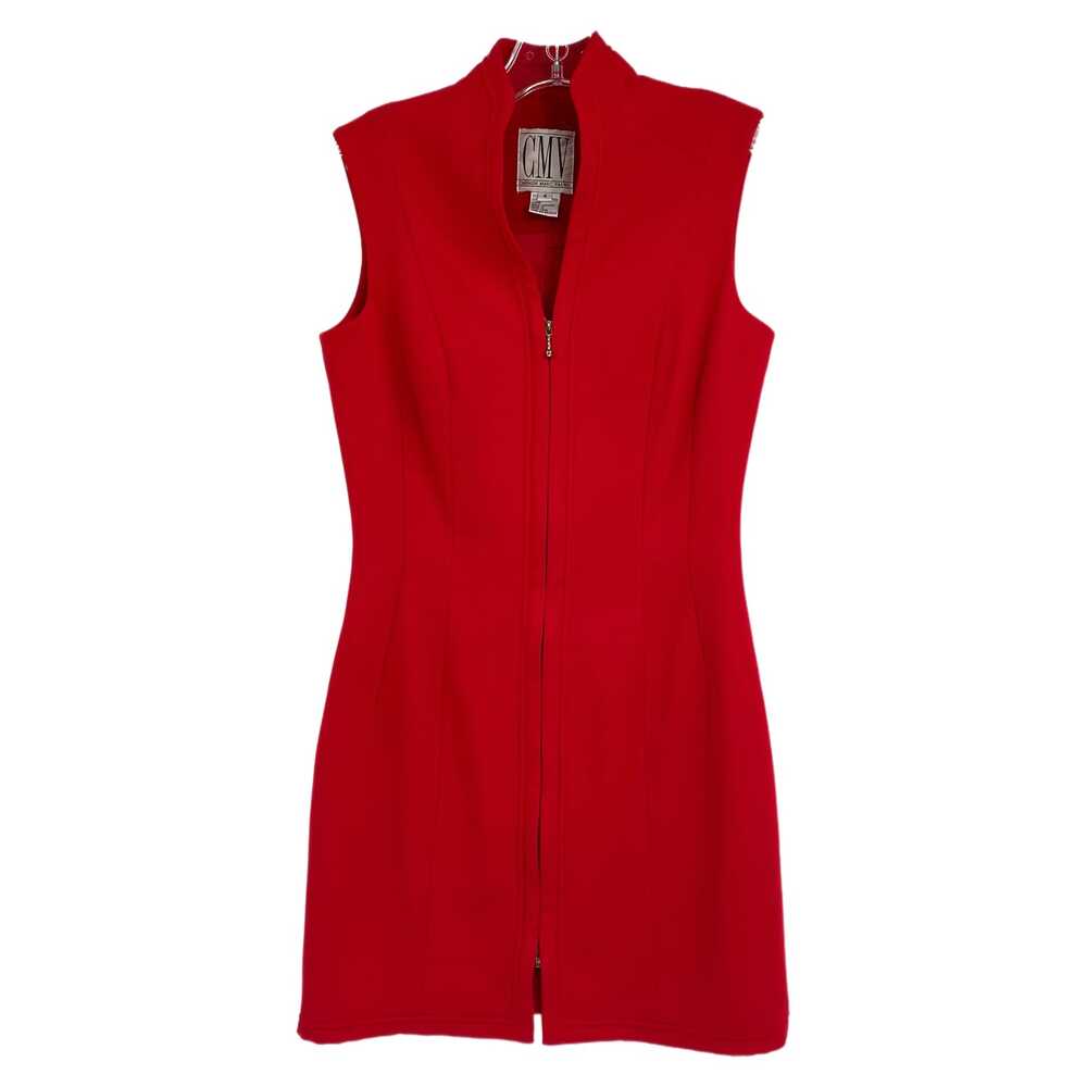Carmen Marc Valvo Red Sleeveless Zip Front Mini Dress | Size 4